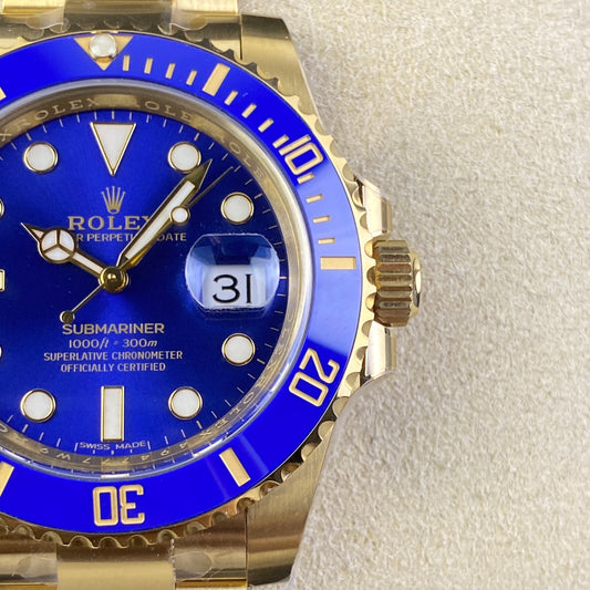 Rolex Submariner Blue Dial + Blue Bezel + Full Gold Bracelet